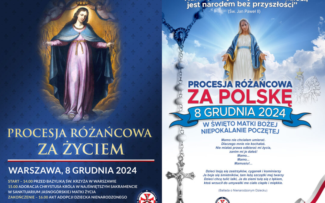 Procesja Różańcowa za życiem – 8 grudnia 2024